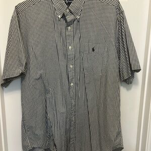 Ralph Lauren White and Blue Casual Button Down Shirt